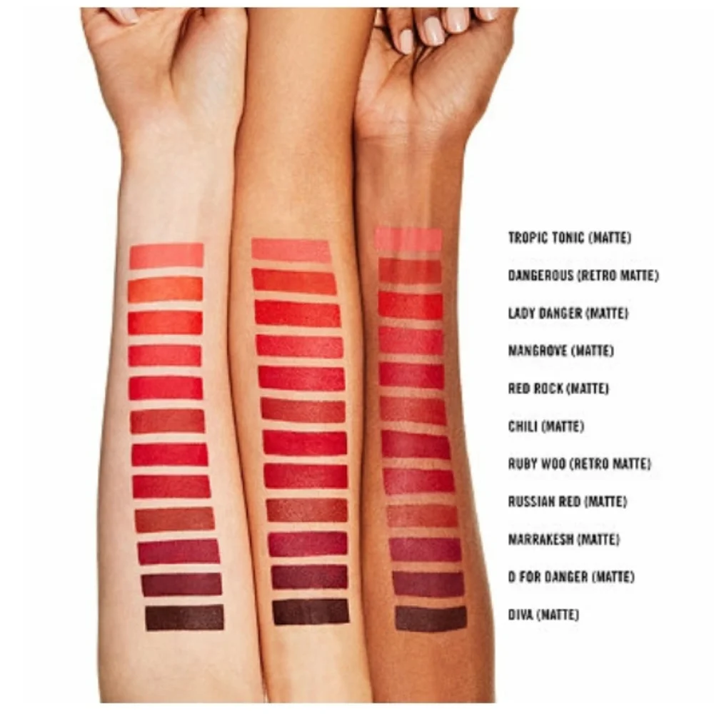 NEW 2×MAC Mini Matte Lipstick in Lady Danger Travel